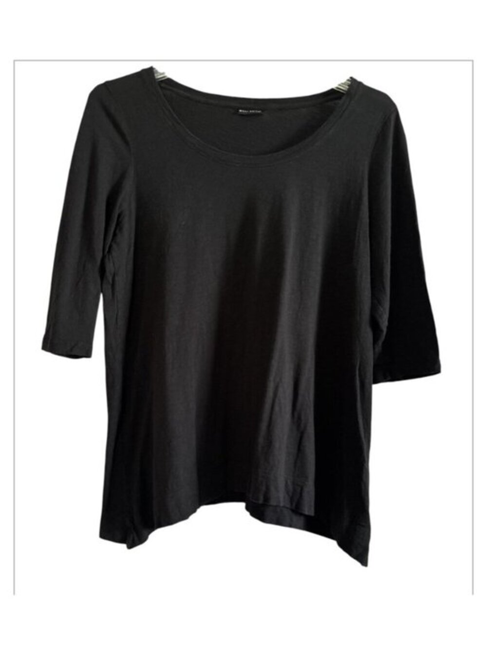 Willi Smith Black Oversized Comfy Asymmetrical Bottom T-shirt Plus Size1X